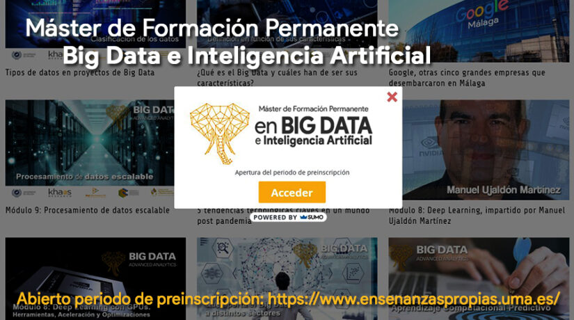 Apertura del periodo de pre-inscripción para la nueva edición de nuestro Máster de Formación Permanente en Big Data e Inteligencia Artificial