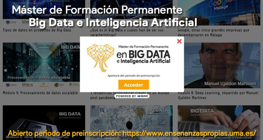 Apertura del periodo de pre-inscripción para la nueva edición de nuestro Máster de Formación Permanente en Big Data e Inteligencia Artificial